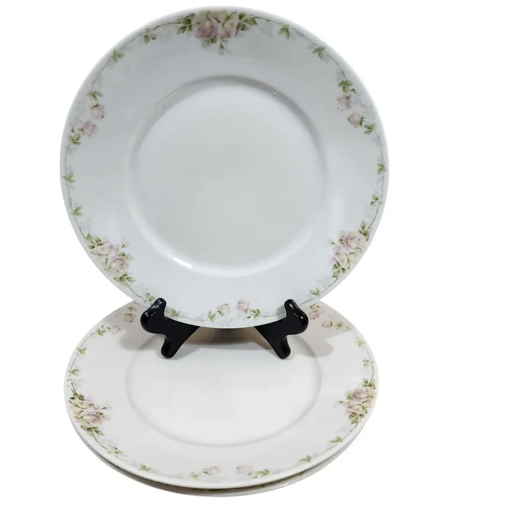 3 Rosenthal Pink Roses Dinner Plate 10" Donatello 1930s Bavaria antique vintage - Picture 7 of 10